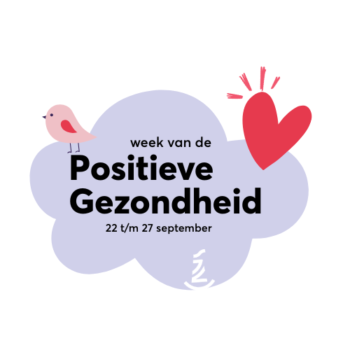 Logo Week van de Positieve Gezondheid 2025 met vogeltje en hartje