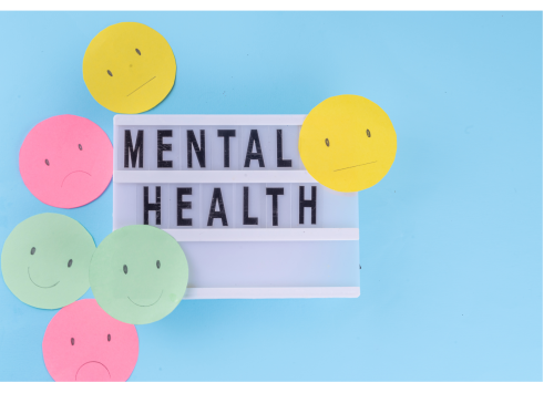Tekst Mental health met emoji's