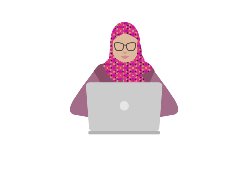 Vrouw achter laptop